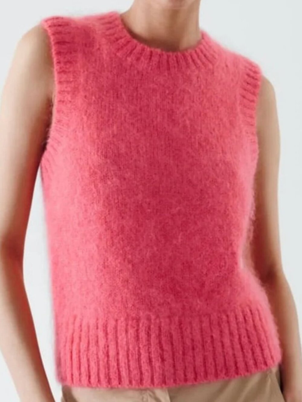 COS Bright Pink Mohair-Blend Sleeveless Sweater Vest - Picture 7 of 8